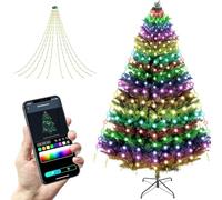 Horsetail Christmas Tree Lights Decorations with Ring Smart APP, 200 LED 65ft Fairy Waterfall String Lights Outdoor & Indoor Strand Xmas Tree Multi Coloured Lights with Remote Control IP65 Waterproof