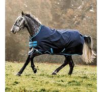Horseware Amigo Bravo 12 50 g Turnout Rain Cover Navy/Turquoise, Blanket Size: 145 cm / 6'6