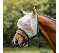 Horseware Amigo Fly Mask, Size: Thoroughbred, Colour: Oatmeal/Green