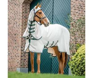 Horseware Rambo Eczema Blanket with Hood Chalk/Hunter Green & Silver/140 cm