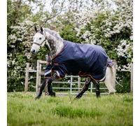 Rambo Original 100g Lite Turnout Rug with Leg Arches - Navy/Orange/Tan
