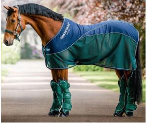 Horseware Rambo Signature Sport Cooler Mesh Wicking Sweat Rug Navy/Green 5'6-7'3