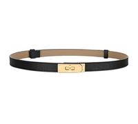 Horsopia Women Skinny Leather Belt Adjustable Thin Belt Turn Lock Buckle For Jeans Dresses, Black, Fits Waist Size 34in-44in(Length 47.3’’)