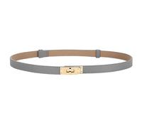 Horsopia Women Skinny Leather Belt Adjustable Thin Belt Turn Lock Buckle For Jeans Dresses, Grey, Fits Waist Size 23in-33in(Length 41.3’’)