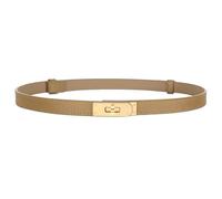 Horsopia Women Skinny Leather Belt Adjustable Thin Belt Turn Lock Buckle For Jeans Dresses, Khaki, Fits Waist Size 23in-33in(Length 41.3’’)