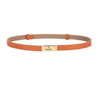 Horsopia Women Skinny Leather Belt Adjustable Thin Belt Turn Lock Buckle For Jeans Dresses, Orange, Fits Waist Size 34in-44in(Length 47.3’’)