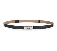 Horsopia Women Skinny Leather Belt Adjustable Thin Belt Turn Lock Buckle For Jeans Dresses, Silver Black, Fits Waist Size 34in-44in(Length 47.3’’)