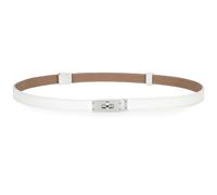 Horsopia Women Skinny Leather Belt Adjustable Thin Belt Turn Lock Buckle For Jeans Dresses, Silver White, Fits Waist Size 34in-44in(Length 47.3’’)