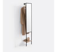 Horta Metal Wall Coat Rack with Mirror Black/Wood