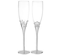 Hortense B. Hewitt Champagne Toasting Flutes, Silver, One Size (Pack of 2)