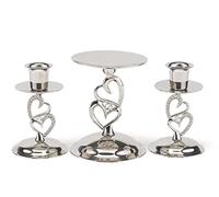 Hortense B. Hewitt Sparkling Love Set Candle Stands, 4-Inch, Nickel-Plated, 3 Count