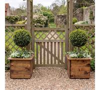 Hortico Plant Pots 2 x 47cm Wooden Planters for Garden, Square Planter, 46L | 2 Pack, H39 L47 W47 cm, Fully Assembled, Made in the UK, Rustic, Scandinavian Redwood, Decking Planters, Plant Pots Outdoor