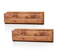 Hortico Set of 2 Wooden Garden Planters | Window Box | Decking Planters | Rectangular Plant Pots Outdoor | Fully Assembled H15 L51 W18 cm, 14.5L, Made in the UK