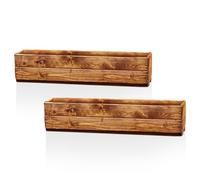 Hortico Set of 2 Wooden Garden Planters | Window Box | Rectangular Plant Pots Outdoor | Fully Assembled H15 L76 W23 cm, 24.5L, Made in the UK