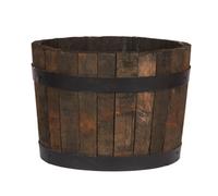 Hortico™ Wooden Planter, (Dia) 40Cm Half Barrel Planter Style, Upcycled Oak Round Outdoor Plant Pot Made In The Uk D40 H30 Cm, 37L