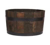 Hortico™ Wooden Planter, (Dia) 50Cm Large Half Barrel Planter Style Upcycled Oak Round Outdoor Plant Pot Made In The Uk D50 H30 Cm