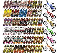 Hortsun 100 Pieces Mini Finger Toys Set - Mini Finger Skateboards, Finger Bikes - Random Patterns, 6 Colors - Creative Fingertip Movement - Party Favors, Novelty Toys - Ages 12+