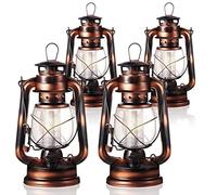 Hortsun 2 Pcs 8 Inch Vintage LED Hurricane Lantern Warm LEDs and Dimmer Switch Battery Operated Farmers Hanging Lantern for Indoor Outdoor Camping Usage Decor