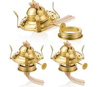 Hortsun 3 Pieces Oil Lamp Parts Burner Kerosene Brass Plated #2 Oil Lamp Chimney Holder Replacement Burner with 1 3/16" Diameter Threaded Base for Antique Hurricane Lantern