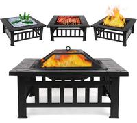 Hortus 3 In 1 Large Square Firepit For Outdoor Garden Bbq Patio And Ice Bucket