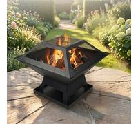 Hortus Metal Square Fire Pit BBQ Grill for Garden