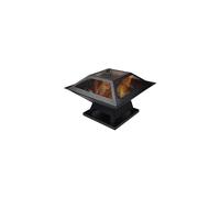 Hortus Metal Square Garden Firepit Wood Burning Fire Pit with Poker