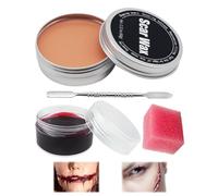 Horuili ® Halloween Make Up Set, Scar Wax+Artificial Blood for Skin+Double Scissors, Halloween Special Effects Makeup Kit, False Wounds Makeup for Halloween Zombie Vampire Scars, Wounds (color - 2)