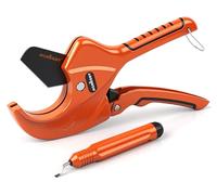 HORUSDY 2-1/2" Ratchet PVC Pipe Cutter for PEX,PVC,PPR and Plastic Hoses, SK5 Steel Blades Ratcheting Pipe Cutter Tool for Home Repairs and Plumbers