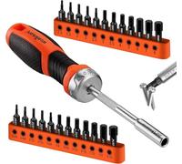 HORUSDY 25-Piece Hex Screwdriver Bit Set | Metric and SAE Hex Bit Set 1/4 inch Ratcheting Magnetic Bit Driver