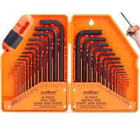 HORUSDY 32-Piece Hex Key Set with Another Torque Handle, Allen Wrench Set Inch/Metric MM(0.7mm-10mm) SAE(0.028"-3/8)