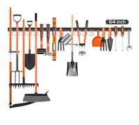 HORUSDY 64 Inch Adjustable Storage System, Wall Mount Tool Organizer, Tool Hangers for Mop and Broom Holder Shovel, Rake, Broom, Mop Holder, Etc