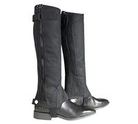Horze Durable Ribbed Microfiber Suede Amara Half Chaps For Schooling, Training And Pleasure Riding, Black, L