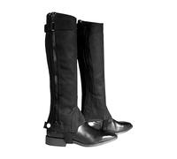Horze Durable Ribbed Microfiber Suede Amara Half Chaps For Schooling, Training And Pleasure Riding, Black, L