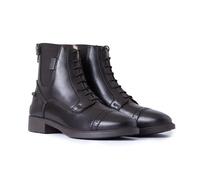 Horze Kilkenny Synthetic Leather Paddock Boots With Back Zip And Fixed Elastic Laces, Brown EU38