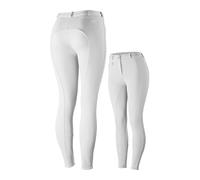 Horze Women Riding Breeches Active, Mid Waist Silicone Full Seat Breeches, White, 14