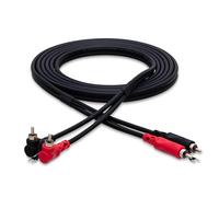 Hosa CRA-201DJ Stereo Interconnect, Dual RCA to Dual Right-angle RCA with Ground Wire, 3.3 Feet