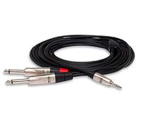 Hosa HMP-006Y REAN 3.5 mm TRS to Dual 1/4 inch TS Pro Stereo Breakout Cable, 6 Feet Cable Length, 24 AWG Oxygen-Free Copper (OFC) Conductors for Enhanced Signal Clarity