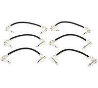 Hosa IRG-600.5 Low-Profile Right Angle Guitar Patch Cable, 6 Inch (6 Pieces), Black