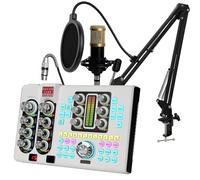 hosabely Podcast Equipment Bundle Audio Mixer with XLR Microphone Kit for Live Streaming, Podcasting, Recording, Gaming, PC, Guitar (White)