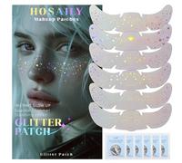 HOSAILY 6 Holographic Glitter Tattoos for Simulating Freckles, Glittery and Waterproof Body Patches with Glitter Points for Women, Cute Glitter Star Stickers