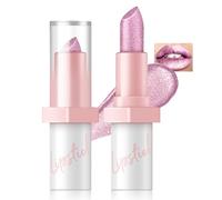 HOSAILY Metallic Pink Glitter Lipstick for Women Long Lasting Intense Shine Nude Creamy Light Pink Transfer-Resistant Full Coverage Shiny Effect No Transfer