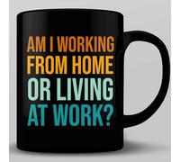 HOSALA -11Oz- Am I Working From Home Or Living At Work Coffee Mug, Office Worker Coffee Cup, Office Work Bestie Gift Mug, Co Worker Bestfriend Gift, Ceramic Glossy Mug For Family, Friends, Coworker