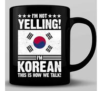 HOSALA -11Oz- I'm Not Yelling I'm Korean Coffee Mug, Korea Patriot Coffee Cup, Korean Gift Mug, Korean Pride Souvenir Gift, Ceramic Glossy Mug Gift For Family, Friends, Coworkers