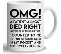 HOSALA 11Oz OMG A Patient Almost Died Right In Front Of Me Coffee Mug - EMS EMT Paramedic Cup, Nurse Practitioner Gift, Doctor Gift, Ceramic Glossy for Family, Friends, Coworkers