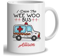 HOSALA -11Oz- Personalized I Drive The Wee Woo Bus Coffee Mug, Ambulance Driver Gift, EMS EMT Gift Mug, EMT Student Gift, Paramedic Gift, EMS Week Gift, Ceramic Glossy Mug For Family, Friend, Coworker