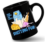 HOSALA -11Oz- Some Things Are Worth Shitting For Coffee Mug, Funny Lactose Intolerance Gift Mug, Lactose Intolerant Tea Cup, Ceramic Glossy Mug Gift For Family, Friends, Coworkers