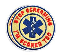 HOSALA 2 Pack Stop Screaming I'm Scared Too Paramedic Gift EMT Decoration Embroidered Patch 3.5"