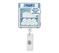 HOSALA Ask Me About Our Warm Blankets Retractable Badge Reel Aligator Clip, ER ICU Registered Nurse ID Badge Holder, Healthcare Worker Accessories, Nurse Practitioner Gift For Family Friend (1Pcs-2in)