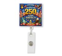 HOSALA Celebrating 250 Years USA Retractable Badge Reel Aligator Clip, 250th Anniversary ID Badge Holder, Independence Day America July 4th Accessories, Patriot Gift for Family, Friends (1Pcs-2in)