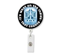 HOSALA It's What On The Inside That Counts MRI Tech Retractable Badge Reel With Aligator Clip, X-ray CT Scan Radiology Tech ID Badge Holder Accessories, Radiologist Gift For Family, Friends (1Pcs-2in)
